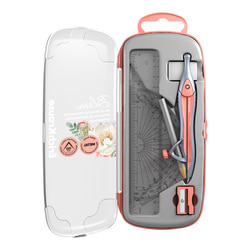 Lineālu komplekts ar cirkuli un zīmuļu asināmo, Erich Krause Pastel Bloom