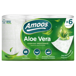 Tualetes papīrs Amoos Aloe Vera , T4, 3 slāņi, balta, 6 ruļļi/iepak