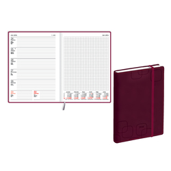 Plānotājs Quadro, mākslīgā āda, Soft, bordo, BPG (20370402)