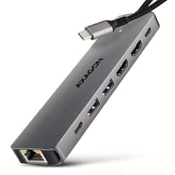 Dokstacija Axagon HMC-7HX2 USB-C, 7in1, 15 cm, pelēka