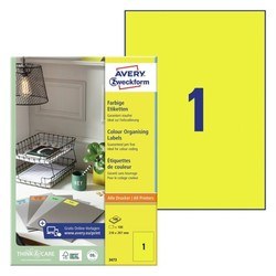 Uzlīmes universālās, Avery, 210x297mm, dzeltenas, 100 loksnes