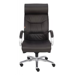 Biroja krēsls Supreme Chrome Leather, dabīgās ādas krāsa brūna, hromēta pamatne