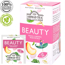 Tēja Ahmad, persiku un citronu verbenas, Beauty, folija konvertos, 20 gab.