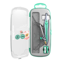 Lineālu komplekts ar cirkuli un zīmuļu asināmo, Erich Krause Pastel Bloom