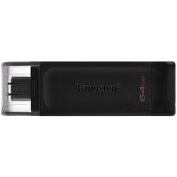 Atmiņa USB flash Kingston DataTraveler 70 64GB, USB 3.2, Type-C, melna