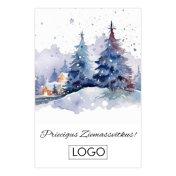 Kartīte, specializēta ar klienta logo, Ziemassvētku rīts, 60x90mm