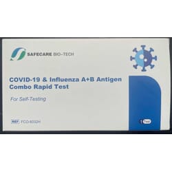 Ātrais Covid-19 un gripas antigēna tests Safecare, izmantojot deguna uztriepes paraugu, 1gab.