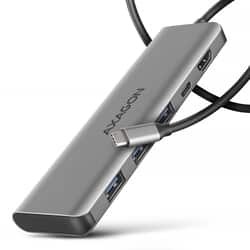 Dokstacija Axagon HMC-5H USB-C, 5in1, 1 m, pelēka