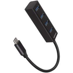 USB Hub Axagon USB-C - 4xUSB-A 3.2 Gen 1, 20 cm, melns