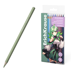 Krāsainie zīmuļi, apaļi, 12 krāsas, Erich Krause Manga