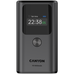 Ārējās uzlādes akumulators Canyon OnPower 130 Power Bank, 10000mAh, 30W, pelēks