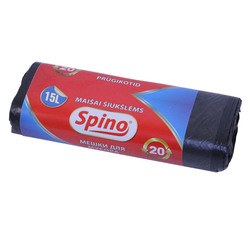 Atkritumu maisi, melni, Spino, 8 mikr., 15L/20gab.