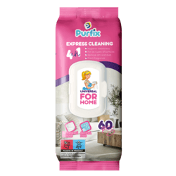 Mitrās salvetes Purfix, dažādām virsmām, 60gab.