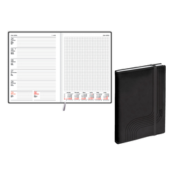 Plānotājs Quadro, mākslīgā āda, Soft, melns, BPG (20370401)