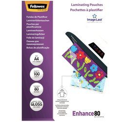 Kabatas laminēšanai A4, 80 mikr., Fellowes, 100gab.
