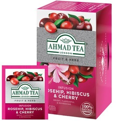 Tēja Ahmad, zāļu, mežrozīte un ķirsis, folija konvertos, 20 gab.