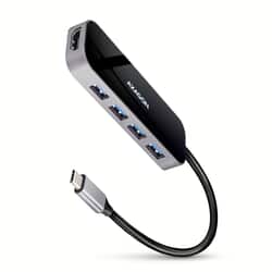Dokstacija Axagon HMC-6H4A USB-C, 6in1, 20 cm, melna