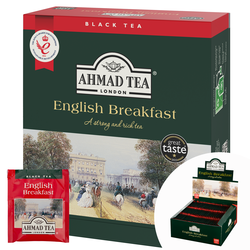 Tēja Ahmad, melnā, English breakfast, folija konvertos, 100 gab.