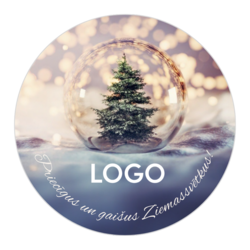 Uzlīmes, apaļas ar klienta logo, Mirdzums, 80mm