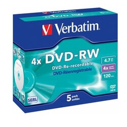 Matricas DVD-RW Verbatim SERL, 4.7GB, 4x, 5gab.