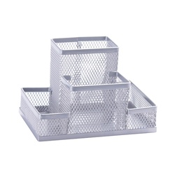 Galda organizators, 4 nodalījumi, metāla, sudraba