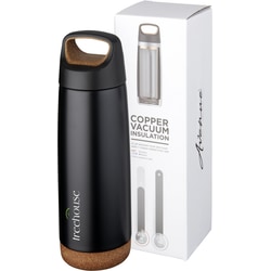 Ūdens pudele, vakuumizolēta, vara, melna, 600 ml