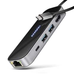 Dokstacija Axagon HMC-6GLN USB-C, 6in1, 20 cm, melna
