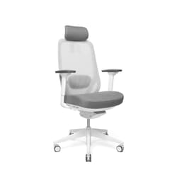 Biroja krēsls GLORY HD, ar jostas balstu, auduma tonis pelēks, balta pamatne