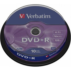 Matricas DVD+R Verbatim AZO,  4.7GB, 16x, 10gab.