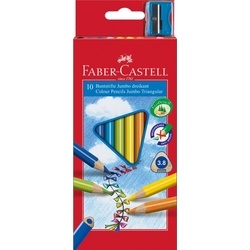 Krāsainie zīmuļi, trīsstūrveida, ar asināmo, 10 krāsas, Faber-Castell Jumbo