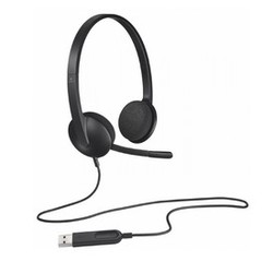 Austiņas ar mikrofonu Logitech H340, ar vadu, USB-A, melnas