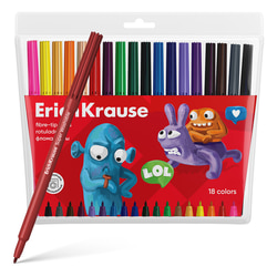 Flomāsteri 18 krāsas, viegli nomazgājami, Erich Krause Jolly Friends Super Washable
