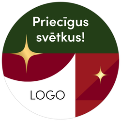 Uzlīmes, apaļas ar klienta logo, Svētku mirdzums, 80mm