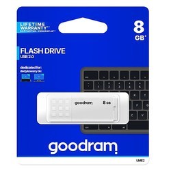Atmiņa USB flash Goodram UME2 8GB, USB 2.0., balta