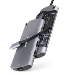 Dokstacija Axagon HMC-6M2 USB-C, 6in1, 18 cm, pelēka
