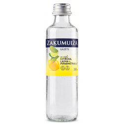 Ūdens Zaķumuiža, gāzēts ar laima, citrona, piparmētras garšu, stikla pudelē, 250 ml