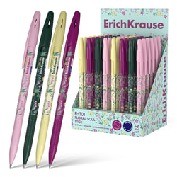 Pildspalva lodīšu, zila, 0.7 mm, Erich Krause R-301 Stick Floral Soul