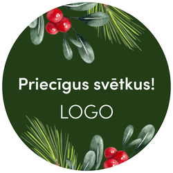 Uzlīmes, apaļas ar klienta logo, Ziemas ogas, 80mm