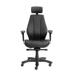 24 stundu krēsls Rapthor, ādas apdare melna, melna pamatne