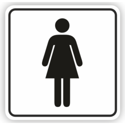 Uzlīme informatīvā, WC sievietēm, 100x100 mm, melnbalta
