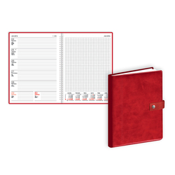Plānotājs Quadro  apvākos ar pogu, mākslīgā āda, sarkans, BPG (20370312P)