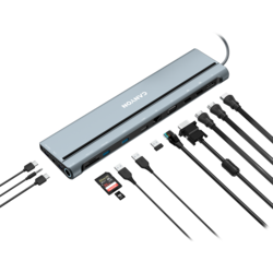 Dokstacija Canyon DS-90 USB-C, 14 porti, 20 cm, pelēka