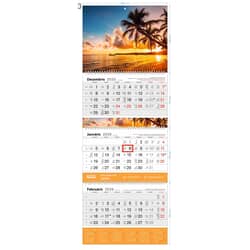 Kalendārs-sienas trīsdaļīgs, Saulriets, 2026.gads