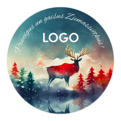 Uzlīmes, apaļas ar klienta logo, Briedis, 80mm