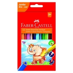 Krāsainie zīmuļi, trīsstūrveida, 12 krāsas, Faber-Castell Jumbo