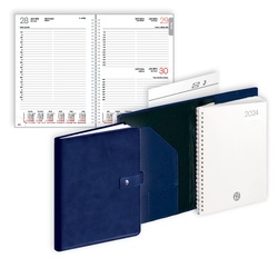 Plānotājs Manager ar spirāli, mākslīgā āda, zils, ar pogu, BPG (20390304)