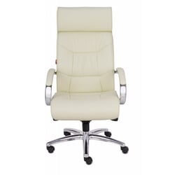 Biroja krēsls Supreme Chrome Leather, dabīgās ādas krāsa dabīgi balta, hromēta pamatne
