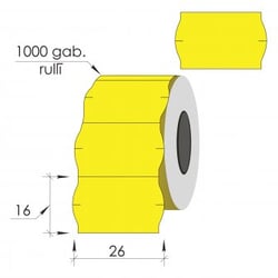Uzlīmes marķēšanas pistolei 26x16 mm, dzeltenas, 1000gab.