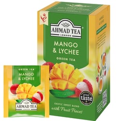 Tēja Ahmad, zaļā, mango un līčijas, folija konvertos, 20 gab