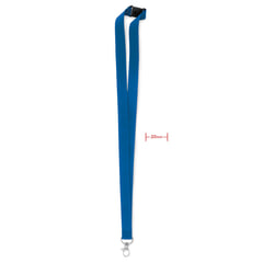 Tekstila aukla personas kartei ar metāla āķi, 20 mm, karaliski zila